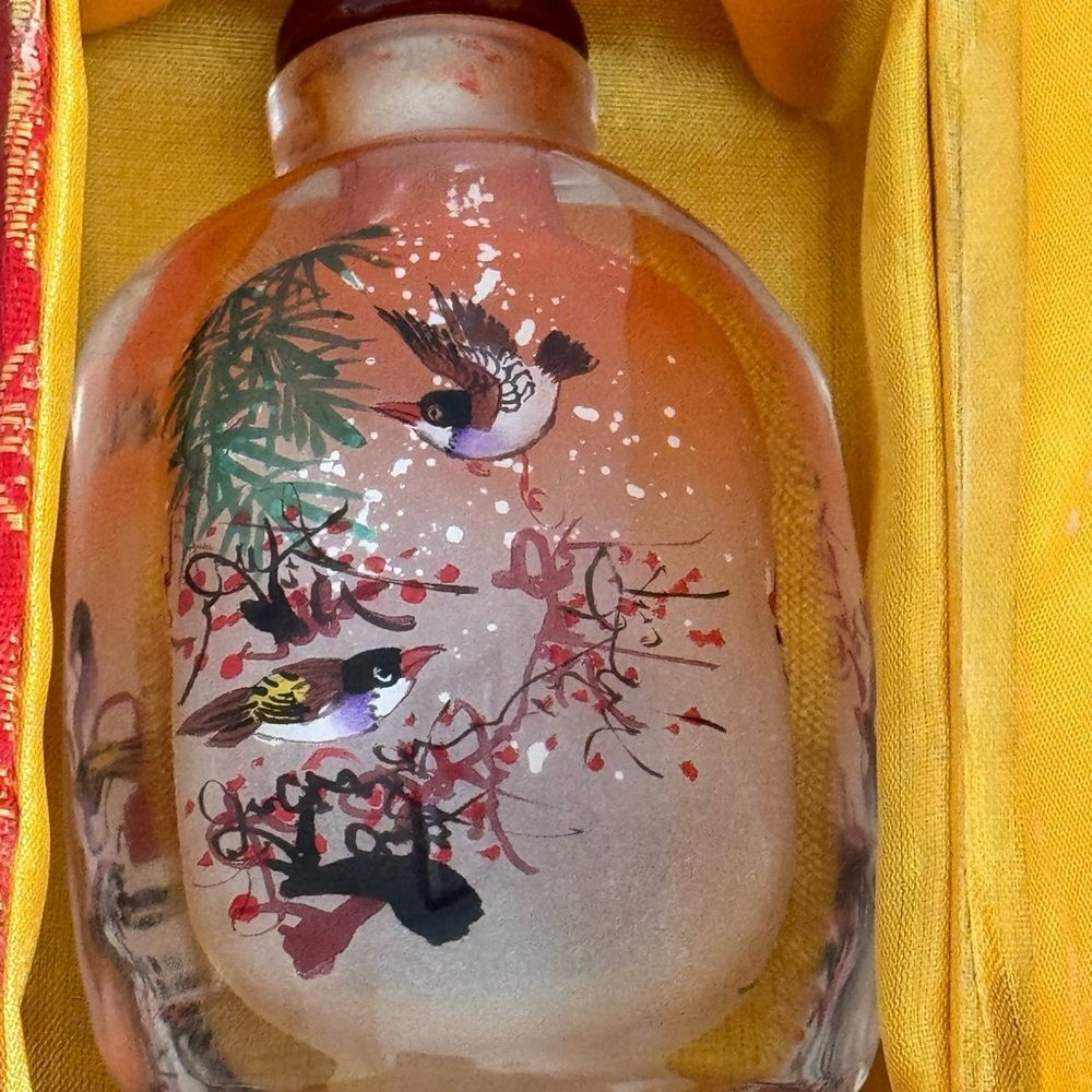 Vintage Hand Painted Inverted Glass Bottle